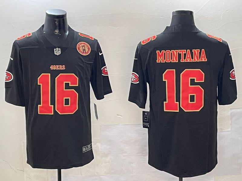 Men San Francisco 49ers #16 Montana Black Second generation 2024 Nike Limited NFL Jersey style 01084->san francisco 49ers->NFL Jersey